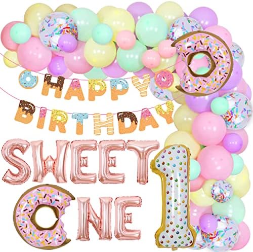 Dulce o gogoasa decoratiuni petrecere de aniversare pentru fete gogoasa 1st ziua de nastere Roz Macaron Pastel balon Garland