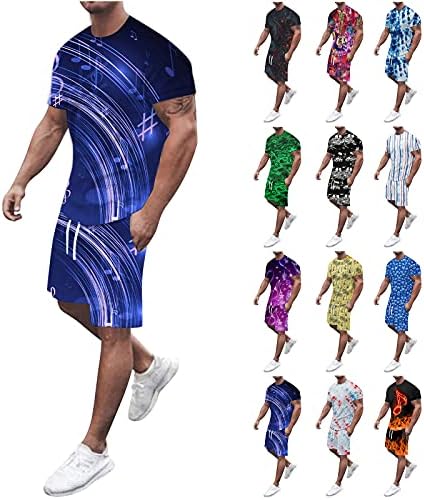 Outfituri din 2 piese Fashion Summer, dimensiuni mari pentru bărbați, care rulează în două piese Costum de fitness 3D pentru