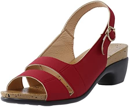 Sandale cu pană Gufesf pentru femei, femei sandale respirabile confortabile cu un nivel scăzut de călcâi scăzut