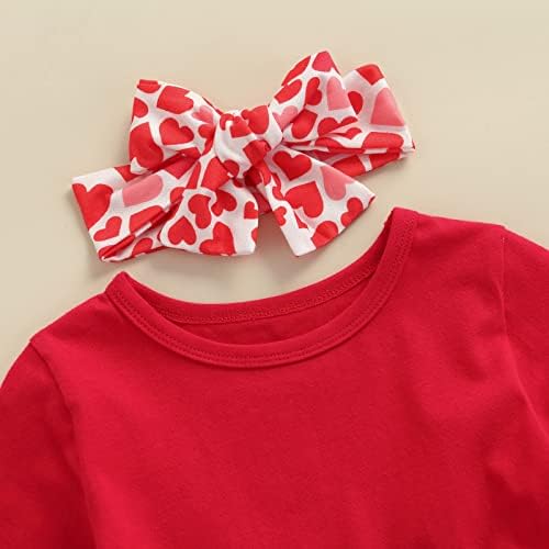 Eadrioss Kids Copii pentru copii pentru copii Valentine, ținute de zi cu mânecă lungă roșu cămașă inimă tipărită clopot pantalon