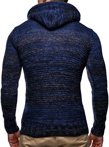 Pulover tricotat pentru bărbați Leif Nelson-pulovere subțiri pentru bărbați cu glugă