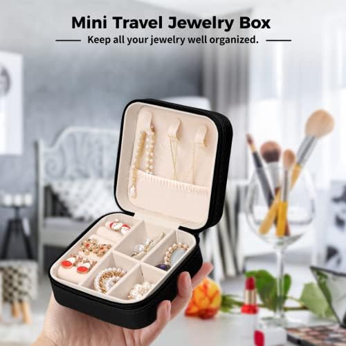 8buc Mini cutie de bijuterii de călătorie, Organizatoare mici de bijuterii din piele PU pentru fete femei, carcasă portabilă
