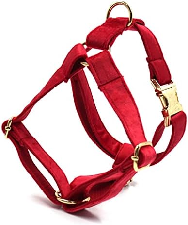 Harnașă de câine de catifea roșie Gretd personalizată 5pcs/set harness pentru animale de companie guler cu guler lesa geantă