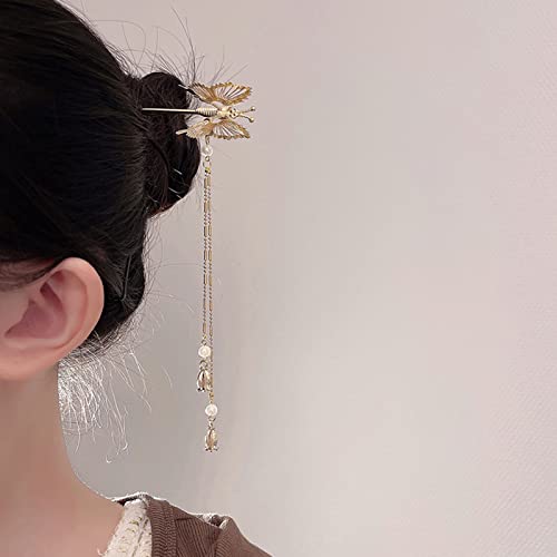 Nou fluture de păr de păr Fashion Metal Placă Pinul de păr natural Tassel clasic Headdress Accesorii pentru păr 1B Fluture