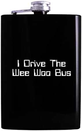 Conduc autobuzul Wee Woo-balon de băut alcool de șold de 8 oz, Negru