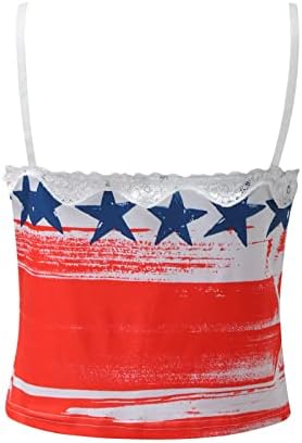 4 iulie Crop Top pentru femei Casual vara Sexy Fără mâneci Cami Tricouri American Flag patriotice trunchiate rezervoare