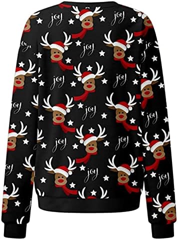 Jinf pentru femei de Crăciun pentru femei-imprimeu de top-sweatshirt cu mânecă lungă cu mâneci cu mâneci lungi bluză casual