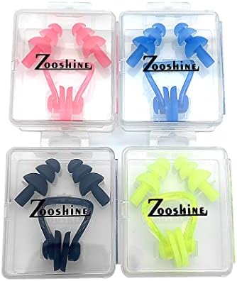 Zooshine Itepfroof Swimming Dops pentru urechile de înot Clipuri de nas protejați -vă urechile și nasul în apă 4 culori cu