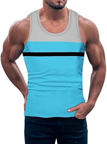Xxbr rezervor de vară pentru bărbați blaturi de culoare patchwork cămașă fără mâneci plajă top atletic antrenament sporturi