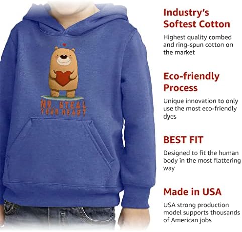 Mr. Fura Your Heart Toddler Pullover Hoodie - Cute Bear Bead Fleece Hoodie - Graphic Hoodie pentru copii