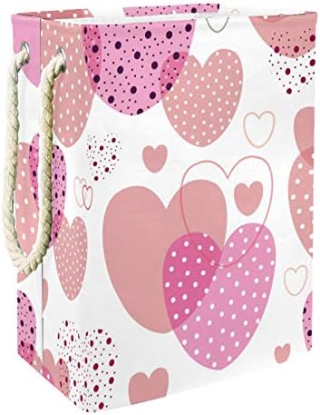 Deyya Pink Love Heart Pattern coșuri de rufe împiedică înalt Robust pliabil pentru copii adulți băieți adolescenți fete în