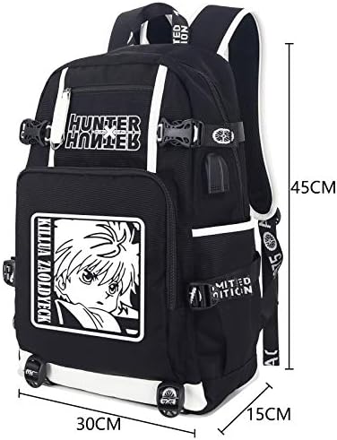 Soutrend Anime Hunter X Hunter Killua Zoldyck Luminous Laptop Rucsac cu port de încărcare USB și port pentru căști