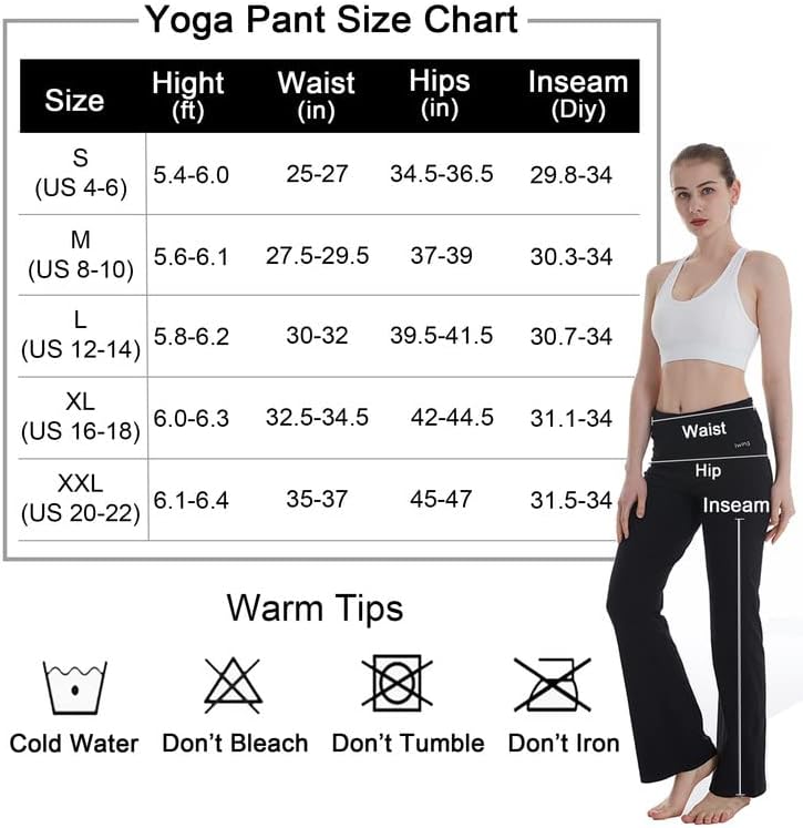 Iwing femei Bootcut mare Waisted Yoga pantaloni, regulate / înalt / Petite Bootleg ars antrenament bumbac pantaloni burtica