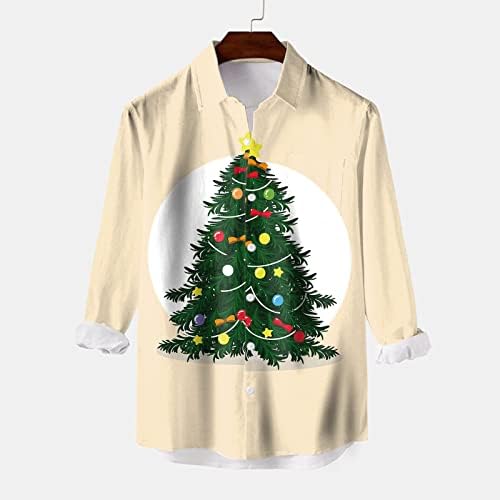 Wybaxz 2022 Men de Crăciun casual casual cu mânecă lungă toamnă iarnă Crăciun 3d cămăși tipărite de modă cămăși bluză de modă