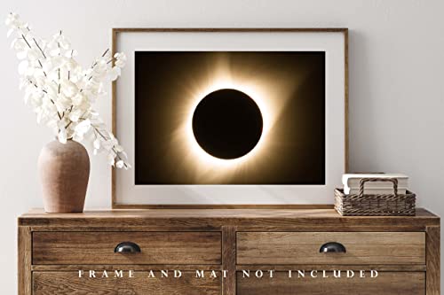 Fotografie cerească Imaginea tipărită a eclipsei solare totale la totalitate în Nebraska Sun Moon Wall Art Science Nature Decor