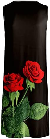lcziwo Femei florale imprimare Rochii de Vară Fără mâneci Scoop gât rezervor rochie Casual Moda plisată Cămașă rochie pentru