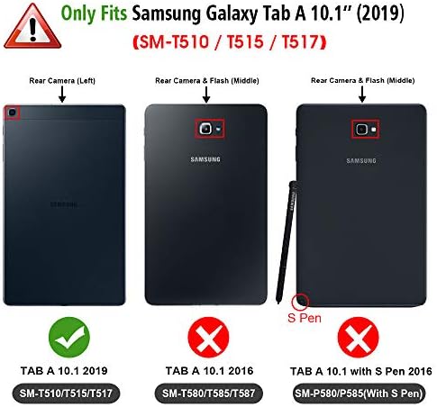 Carcasă Fintie Slimshell pentru Samsung Galaxy Tab A 10.1 2019 Model SM-T510/T515/T517, capac de suport ușor subțire, Night