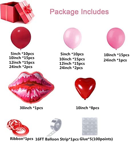 Roz balon roșu garland arc kit macaron roz retro roz roz roz roșu baloane inimii baloane buze pentru valentinele mame de zi