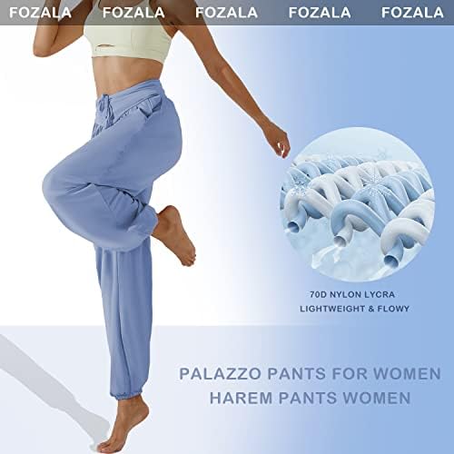 Fozala Womens Harem Yoga Pantaloni Antrenament liber Antrenament Panouri largi Loggers Comfy Lounge cu buzunare
