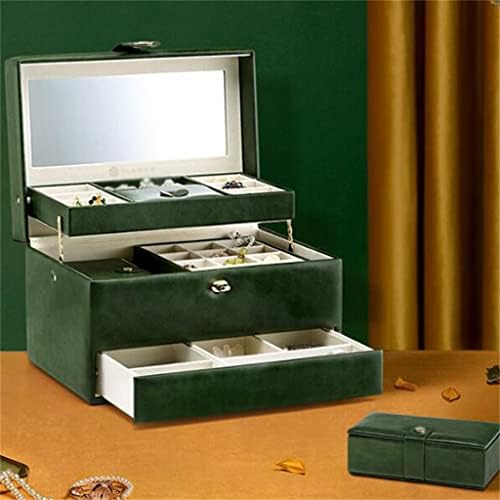 ZHUHW cutie de bijuterii de mare capacitate cutie delicată de depozitare a bijuteriilor cu încuietoare poate fi portabilă
