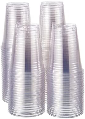 FULING [100 de seturi-16 oz. Pahare de Plastic transparente cu capac Slot, PET fără BPA pahare de plastic de unică folosință