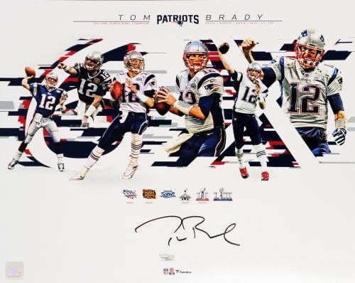 Tom Brady Autografed Framed 16x20 Foto New England Patriots Super Bowl Collage Fanatics Holo Stock 206954 - Fotografii autografate