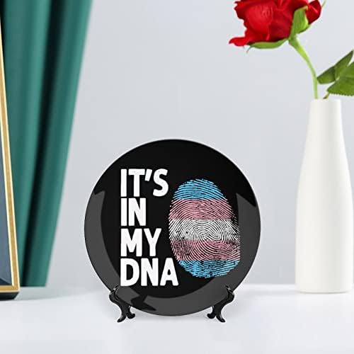 Este în ADN -ul meu transgender steag1 os amuzant china farfurie decorativă farfurie rotundă plăci ceramice ambarcațiuni cu