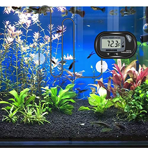 Thlevel LCD Termometru digital pentru acvariu, termometru pentru acvariu cu senzor rezistent la apă și ventuză pentru Reptile,
