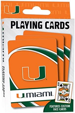 MasterPieces Family Games-NCAA Miami Hurricanes cărți de joc-punte de cărți de joc Licențiată oficial pentru adulți, copii