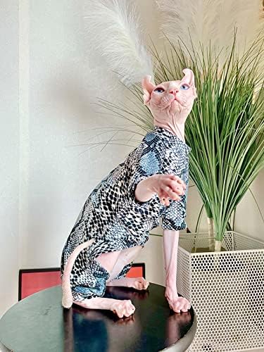 Sfhynx haine fără păr pentru pisici de vară șarpe de șarpe model pulover tricouri din bumbac