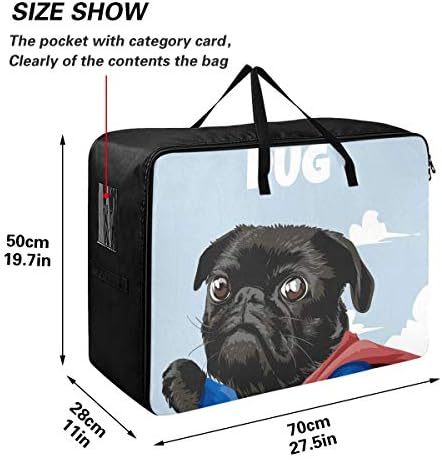 N/ A Geantă de depozitare a hainelor subdundat pentru matlasare - Capacitate mare Super Pug Pug Animale amuzante Geantă cu