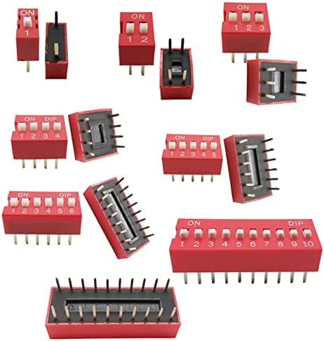 10pcs tip diapozitiv DIP comutator DIP Modul de poziție de poziție de 2,54mm Pitch Red Comutator Red Comutator Snap Comutator