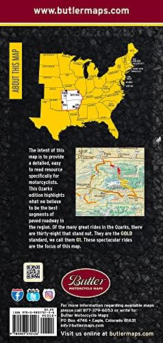 Harta de motocicletă Ozarks, cele mai bune drumuri pavate și murdare în AR, MO, & OK